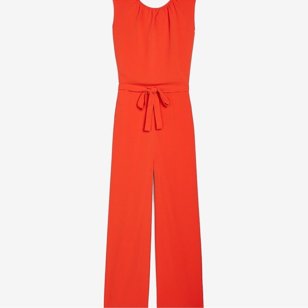 Express Vibrant Orange Sleeveless Jumpsuit - Picture 2 of 4